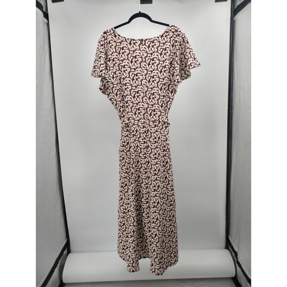 Lane Bryant‎ Lena Dress Plus 20 V-Neck High Low Midi Short Flutter Sleeve Brown - Picture 6 of 12